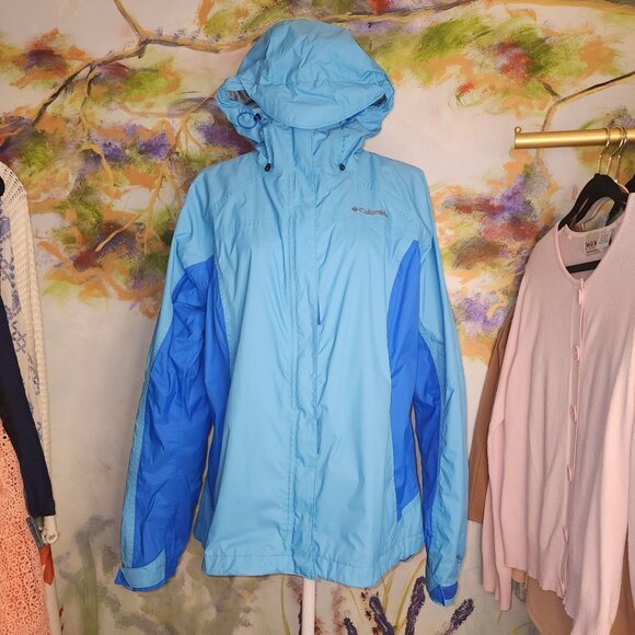Columbia Omni-Tech Womens Waterproof Hooded Rain Jacket - Blue - Picture 1 of 8